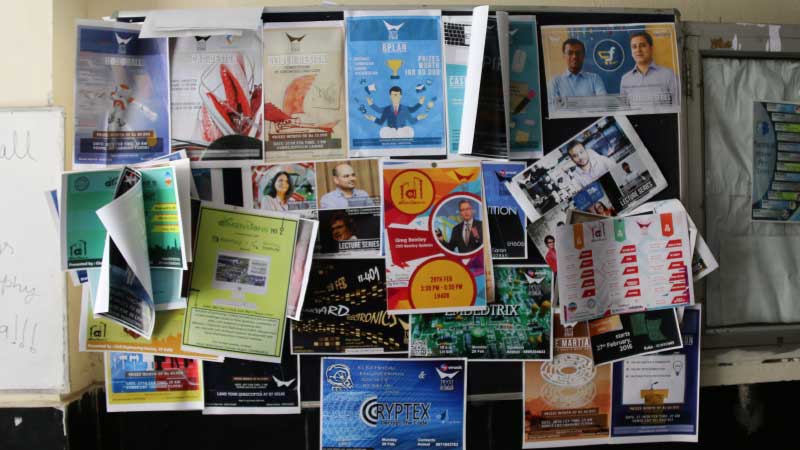 The notice board at Shivalik Hostel, IIT Delhi